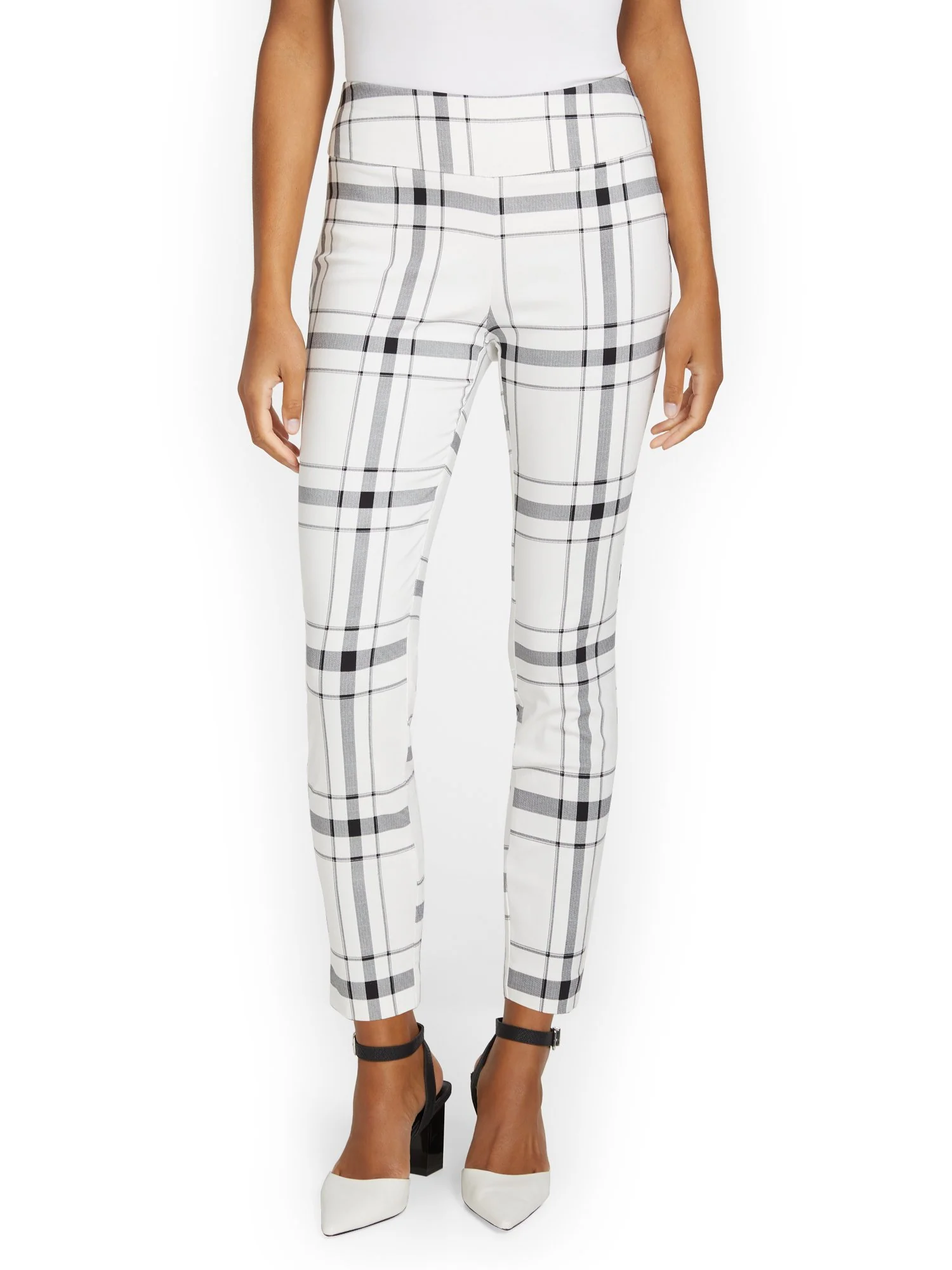 Whitney High-Waisted Pull-On Slim-Leg Ankle Pant - Plaid - Image 10