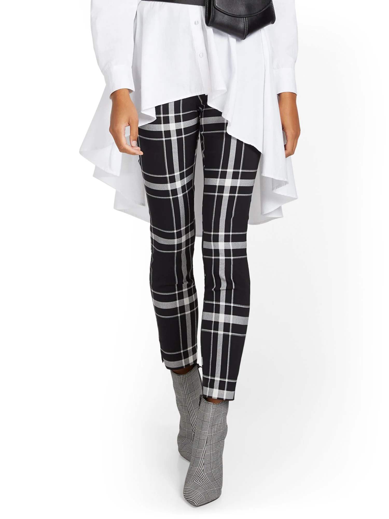 Whitney High-Waisted Pull-On Slim-Leg Ankle Pant - Plaid - Image 2