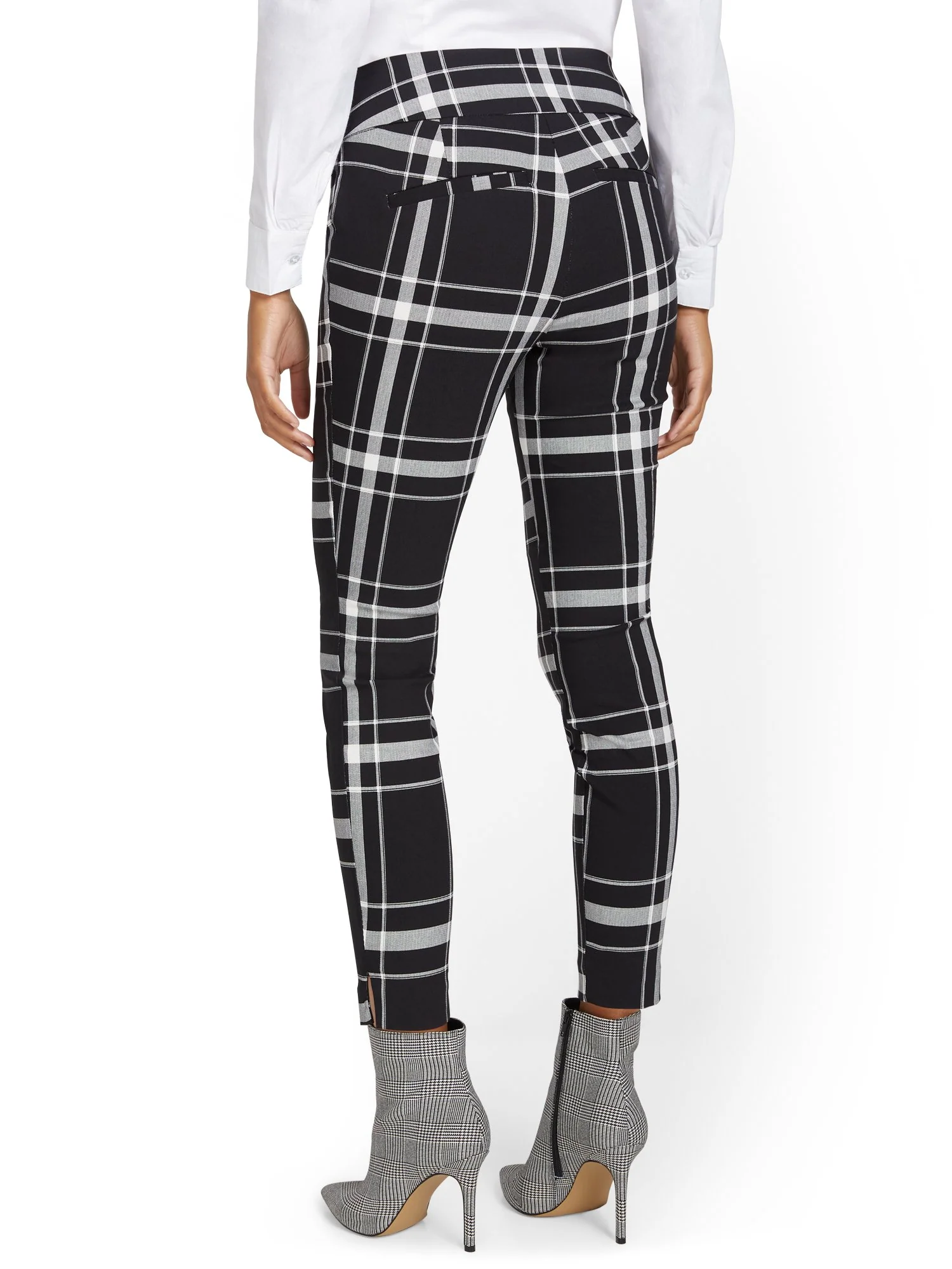 Whitney High-Waisted Pull-On Slim-Leg Ankle Pant - Plaid - Image 3