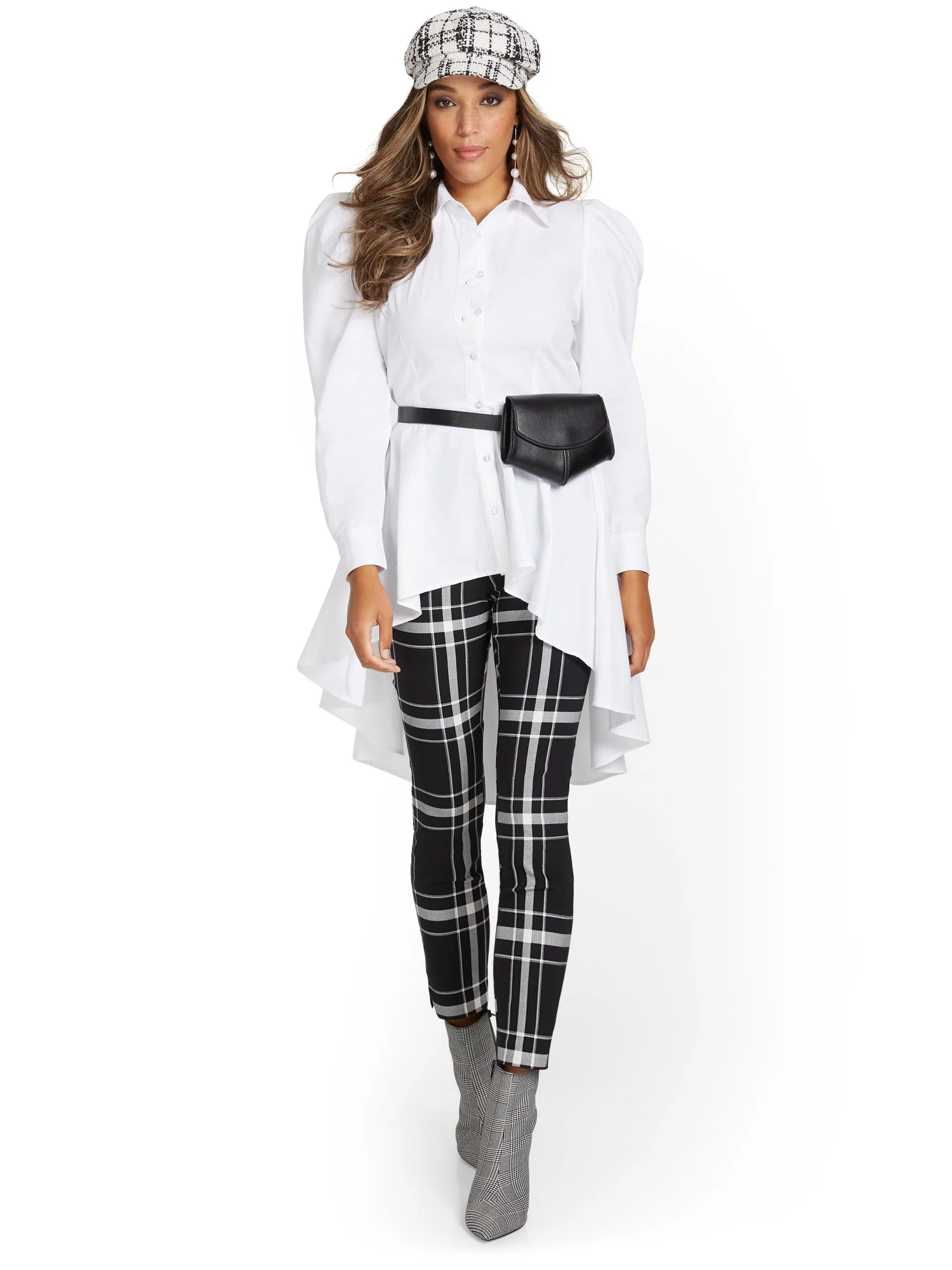 Whitney High-Waisted Pull-On Slim-Leg Ankle Pant - Plaid - Image 4