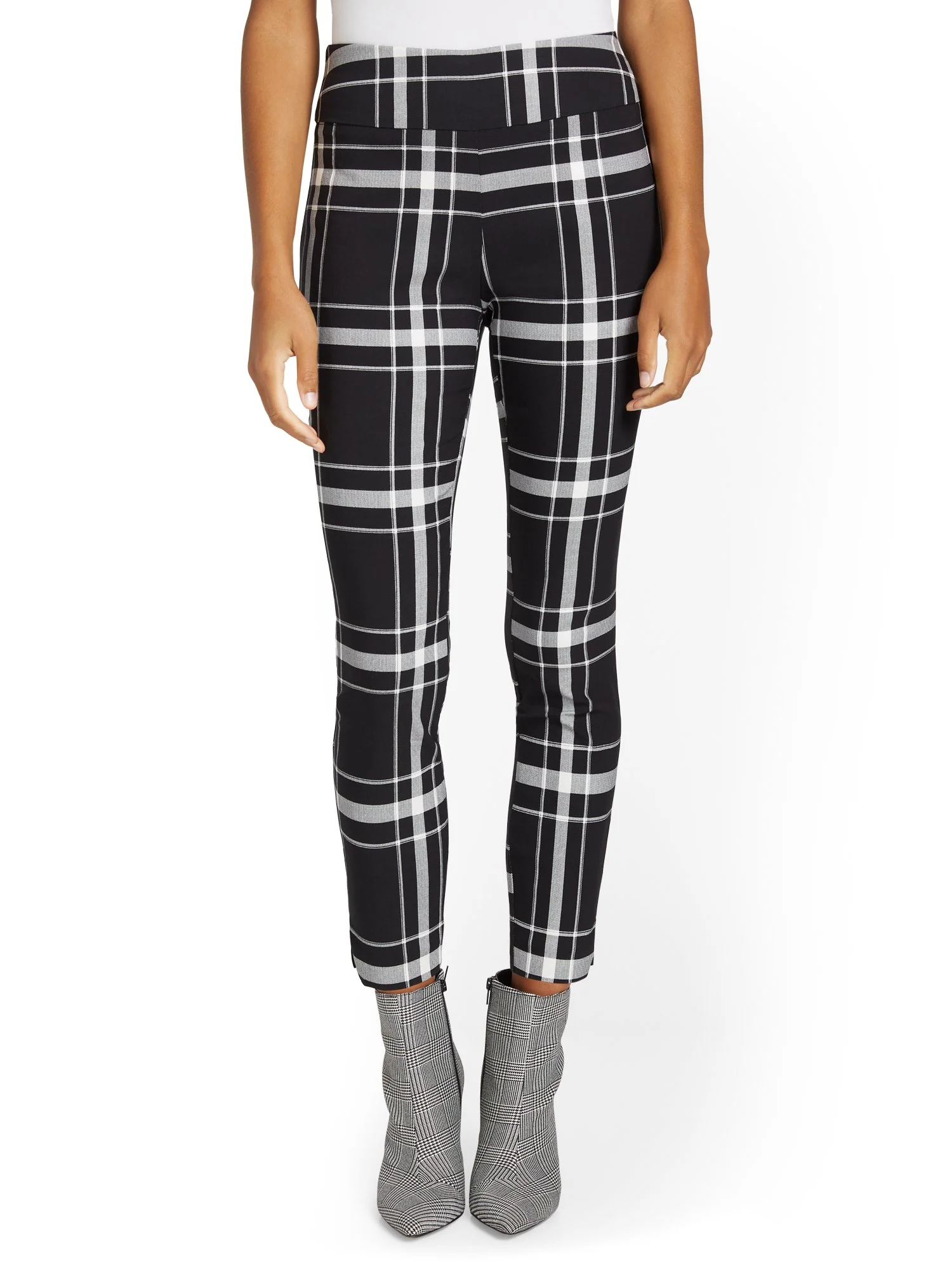 Whitney High-Waisted Pull-On Slim-Leg Ankle Pant - Plaid - Image 5