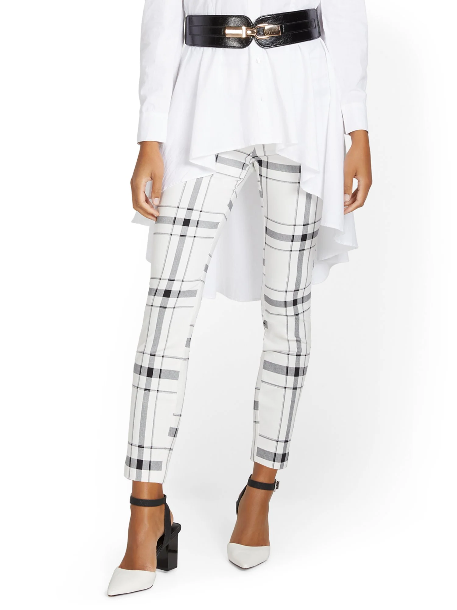 Whitney High-Waisted Pull-On Slim-Leg Ankle Pant - Plaid - Image 8