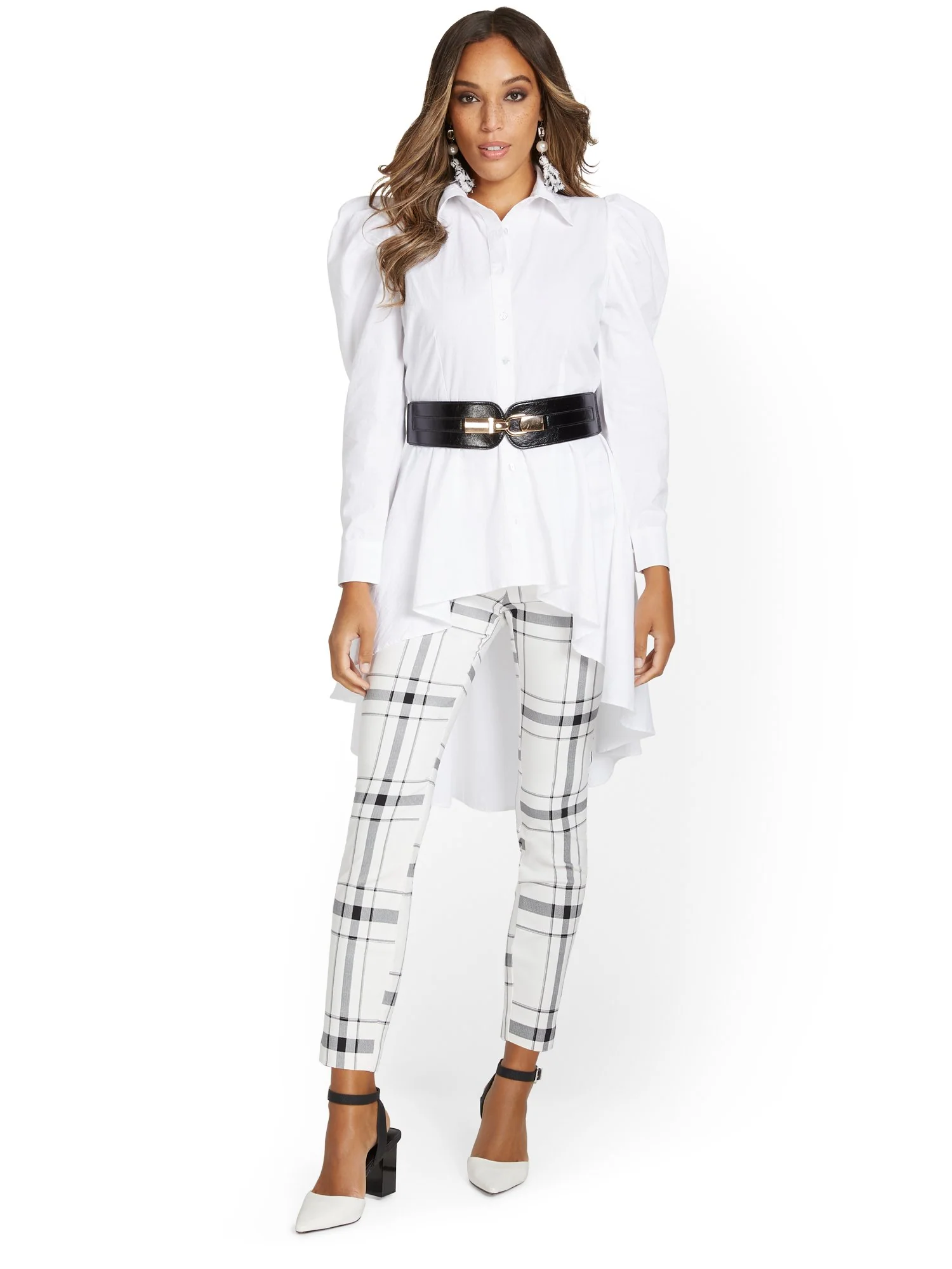 Whitney High-Waisted Pull-On Slim-Leg Ankle Pant - Plaid - Image 9