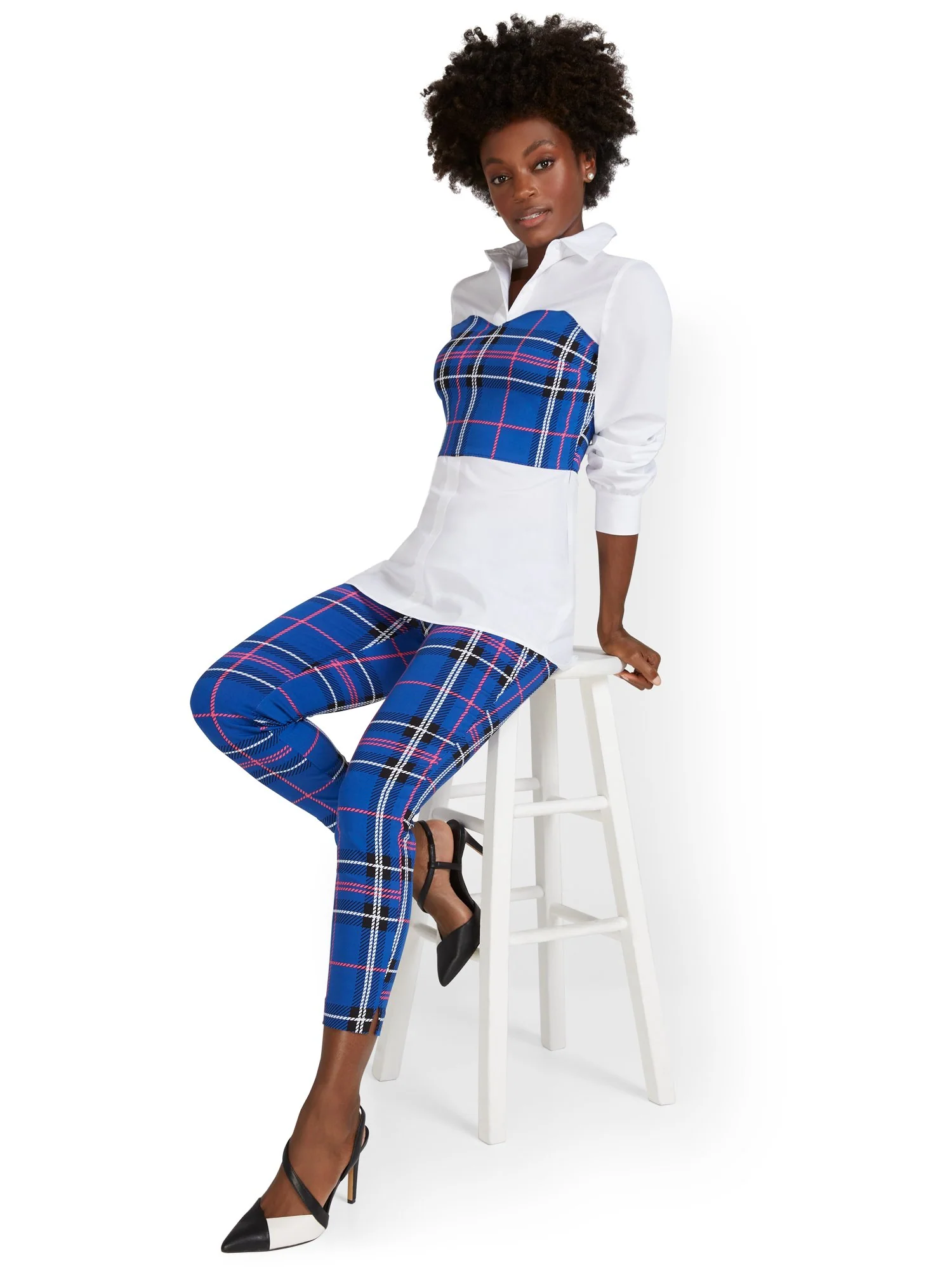 Whitney High-Waisted Pull-On Slim-Leg Ankle Pant - Plaid - Image 8