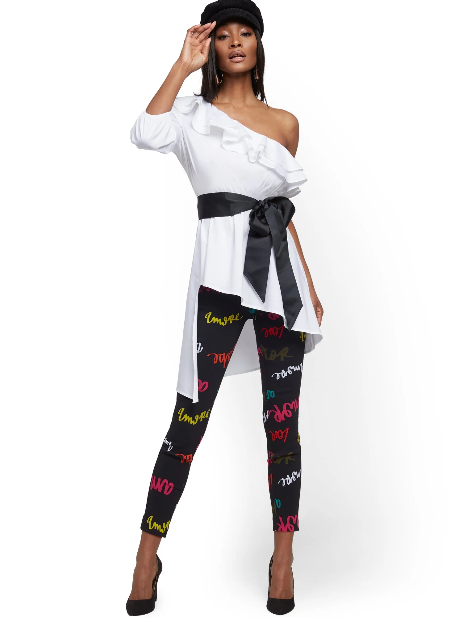 Whitney High-Waisted Pull-On Slim-Leg Ankle Pant - Script-Print - Image 2