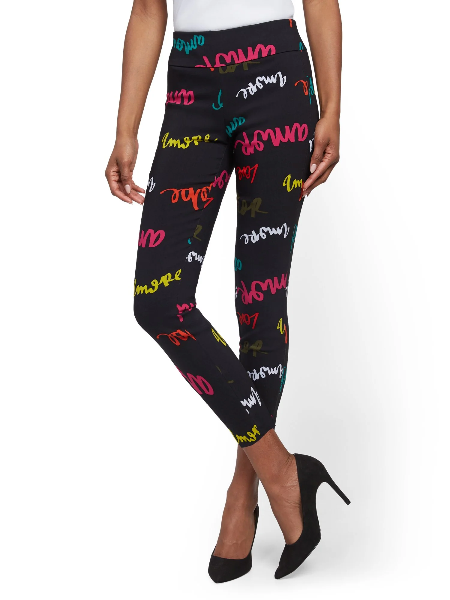 Whitney High-Waisted Pull-On Slim-Leg Ankle Pant - Script-Print - Image 4
