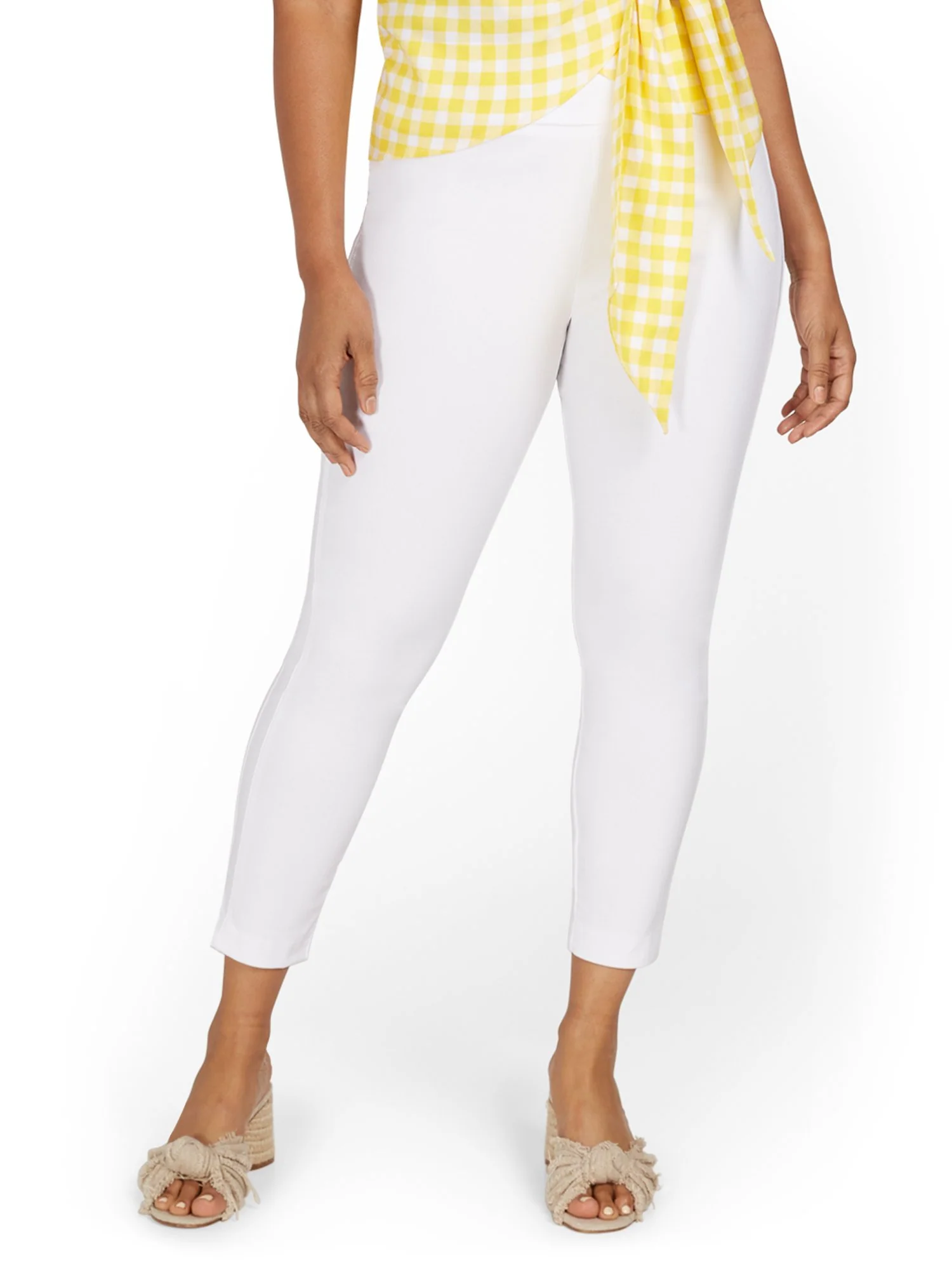Whitney High-Waisted Pull-On Slim-Leg Ankle Pant - White - Image 2