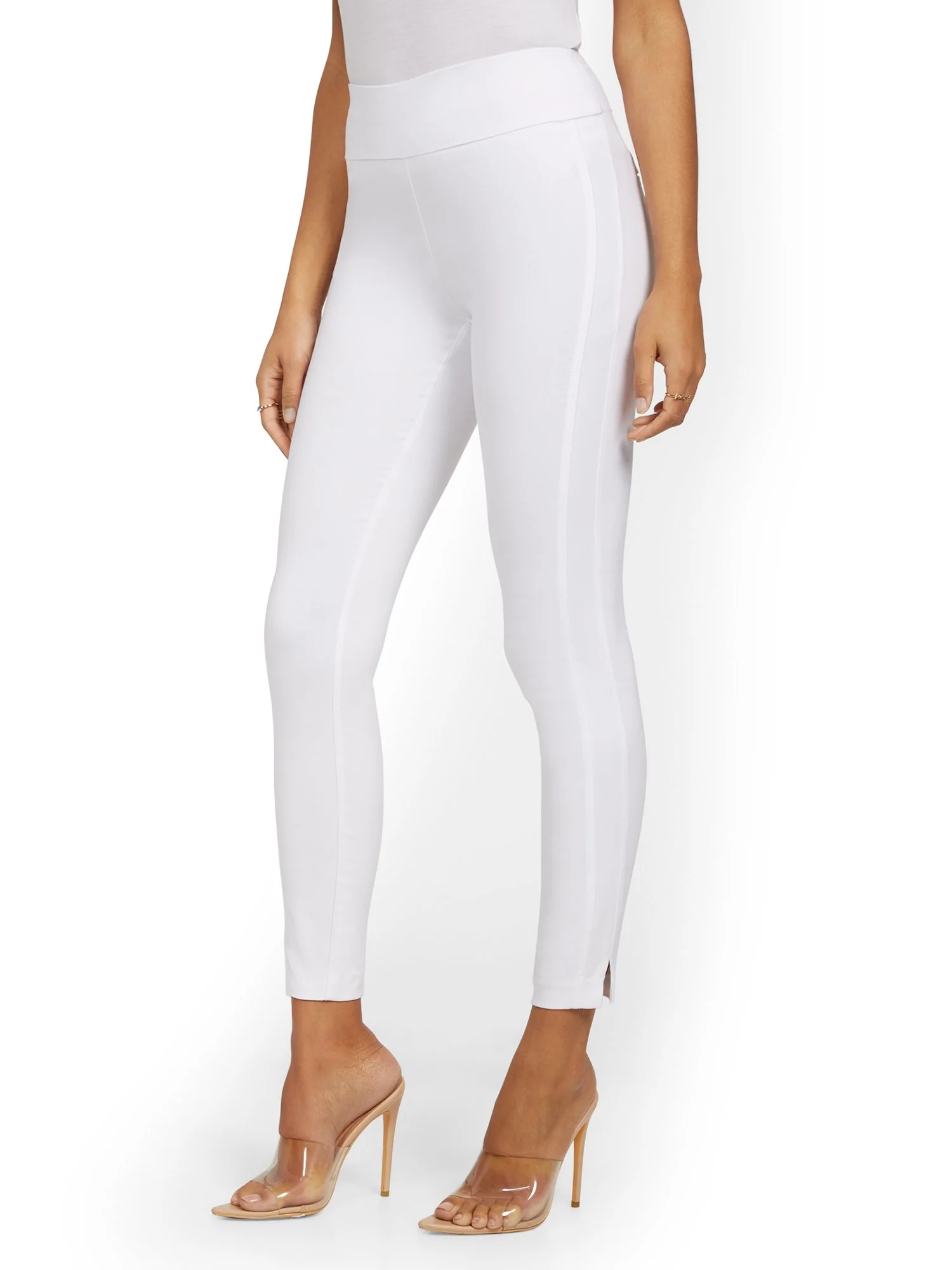 Whitney High-Waisted Pull-On Slim-Leg Ankle Pant - White - Image 5