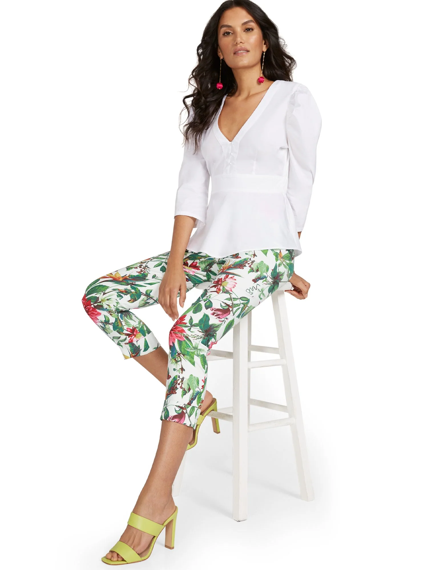 Whitney High-Waisted Pull-On Slim-Leg Capri Pant - Botanical - Image 2