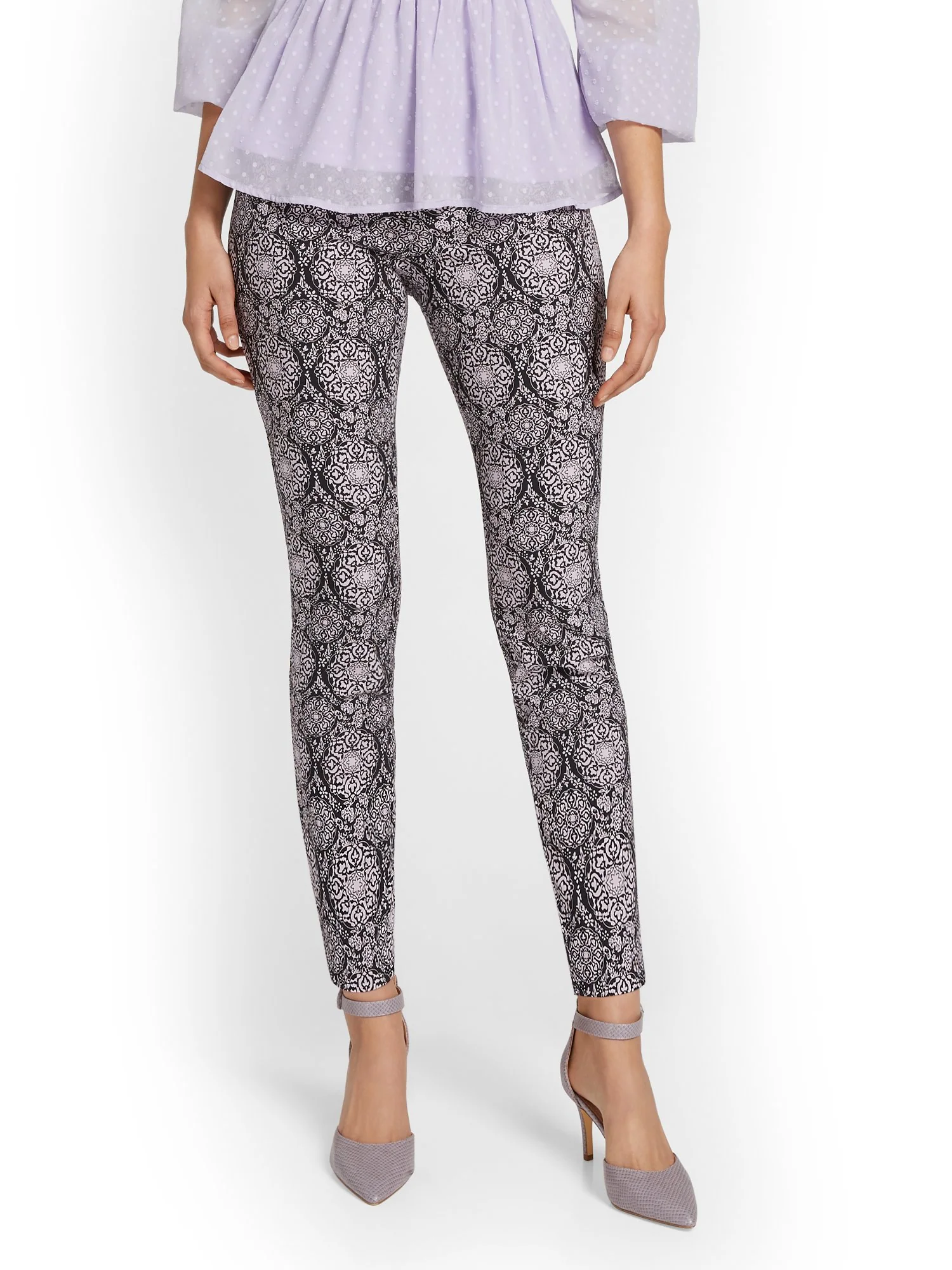 Whitney High-Waisted Pull-On Slim-Leg Pant - Brocade - Image 2