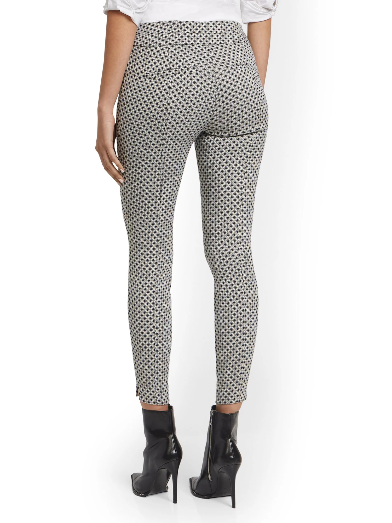 Whitney High-Waisted Pull-On Slim-Leg Pant - Grid - Image 3
