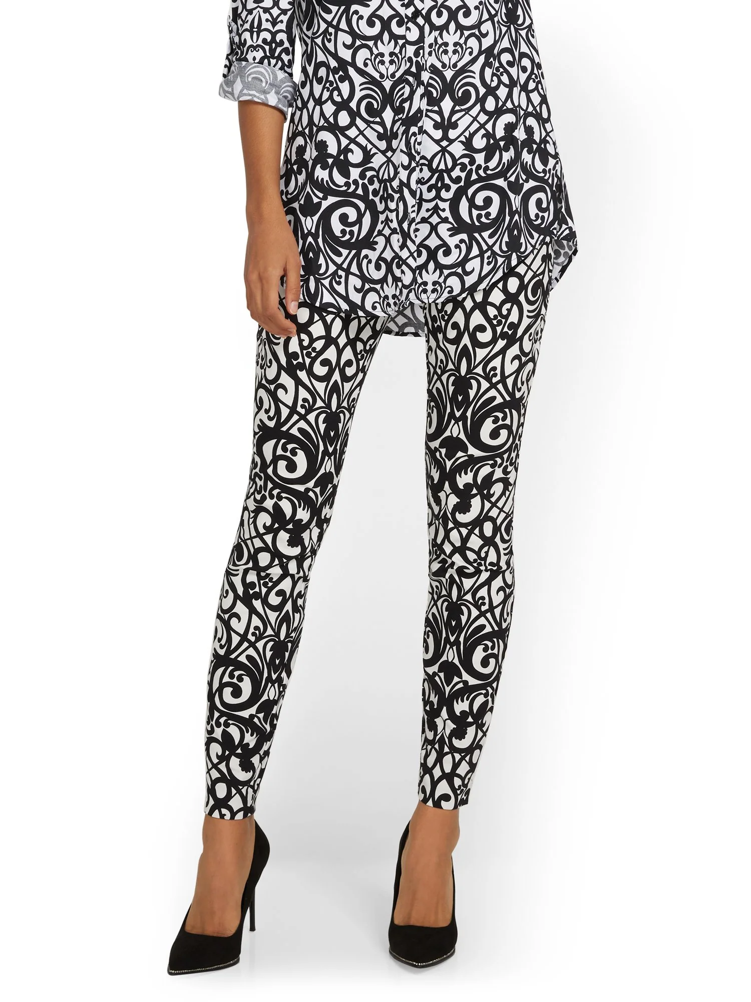 Whitney High-Waisted Pull-On Slim-Leg Pant - Jacquard - Image 2
