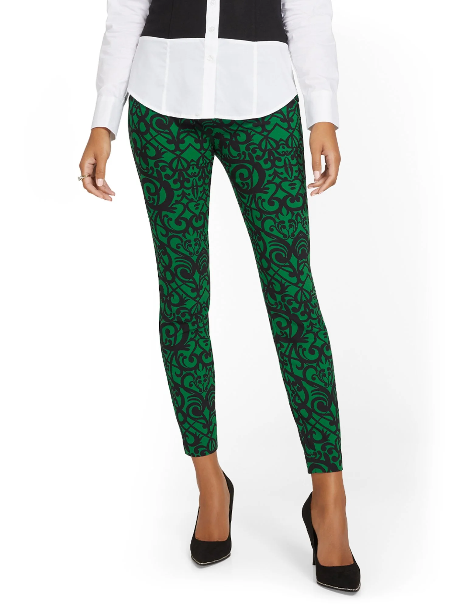 Whitney High-Waisted Pull-On Slim-Leg Pant - Jacquard - Image 7