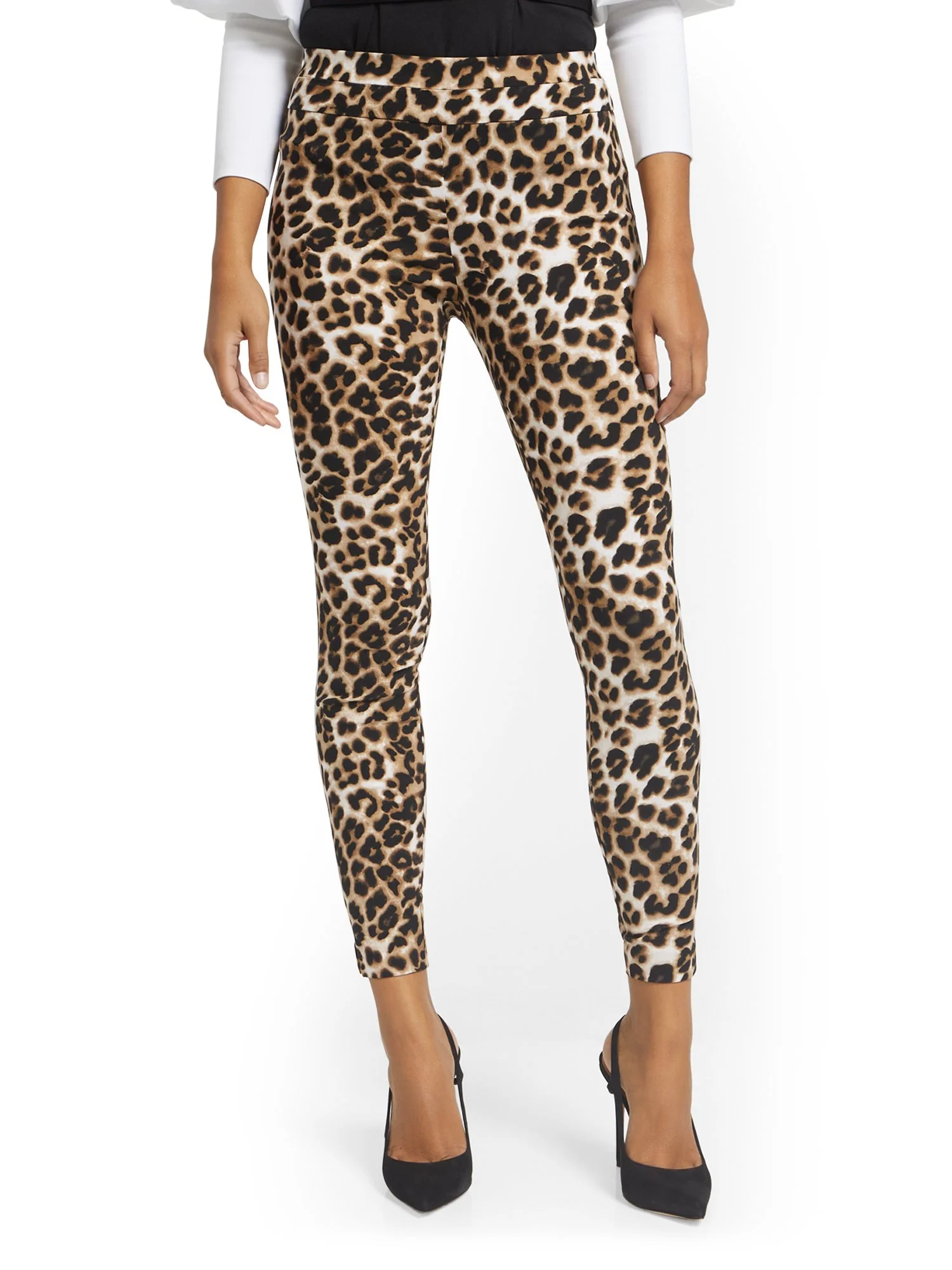 Whitney High-Waisted Pull-On Slim-Leg Pant - Leopard - Image 5