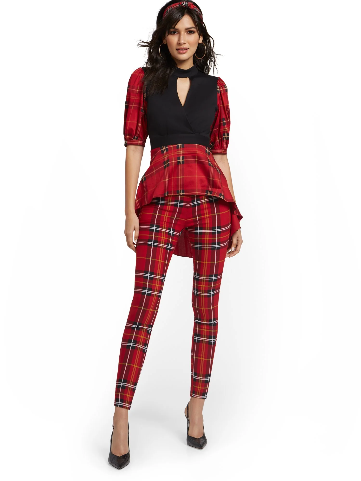 Whitney High-Waisted Pull-On Slim-Leg Pant - Plaid - Image 10