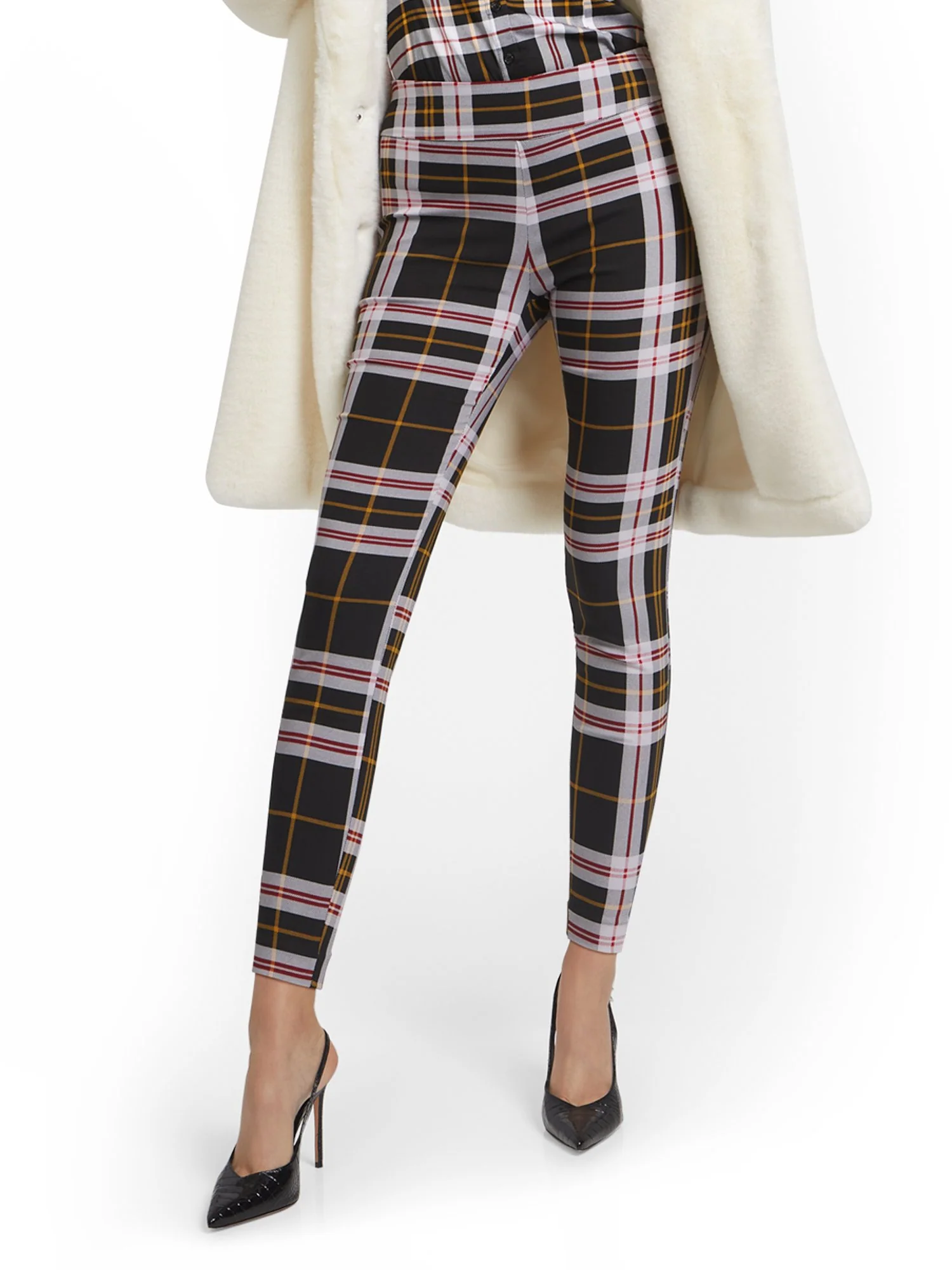 Whitney High-Waisted Pull-On Slim-Leg Pant - Plaid - Image 2