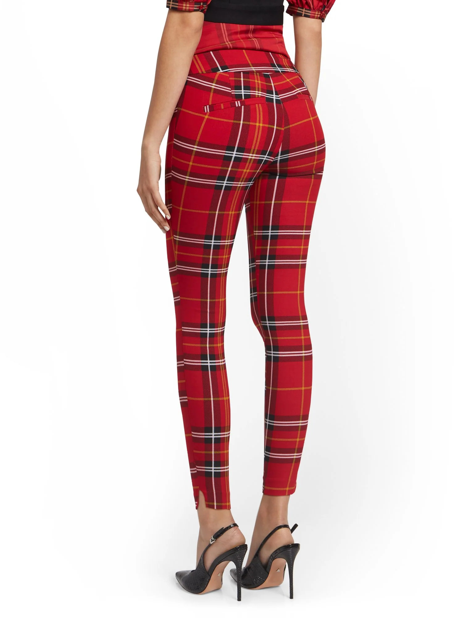 Whitney High-Waisted Pull-On Slim-Leg Pant - Plaid - Image 9