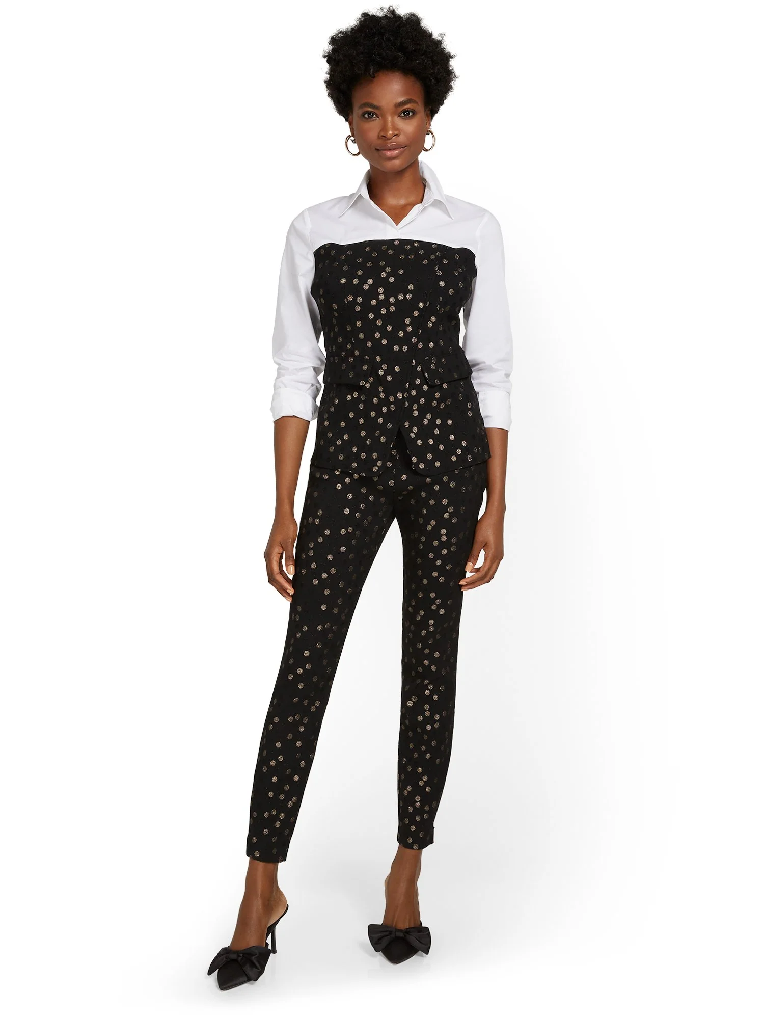 Whitney High-Waisted Pull-On Slim-Leg Pant - Polka Dot - Image 4