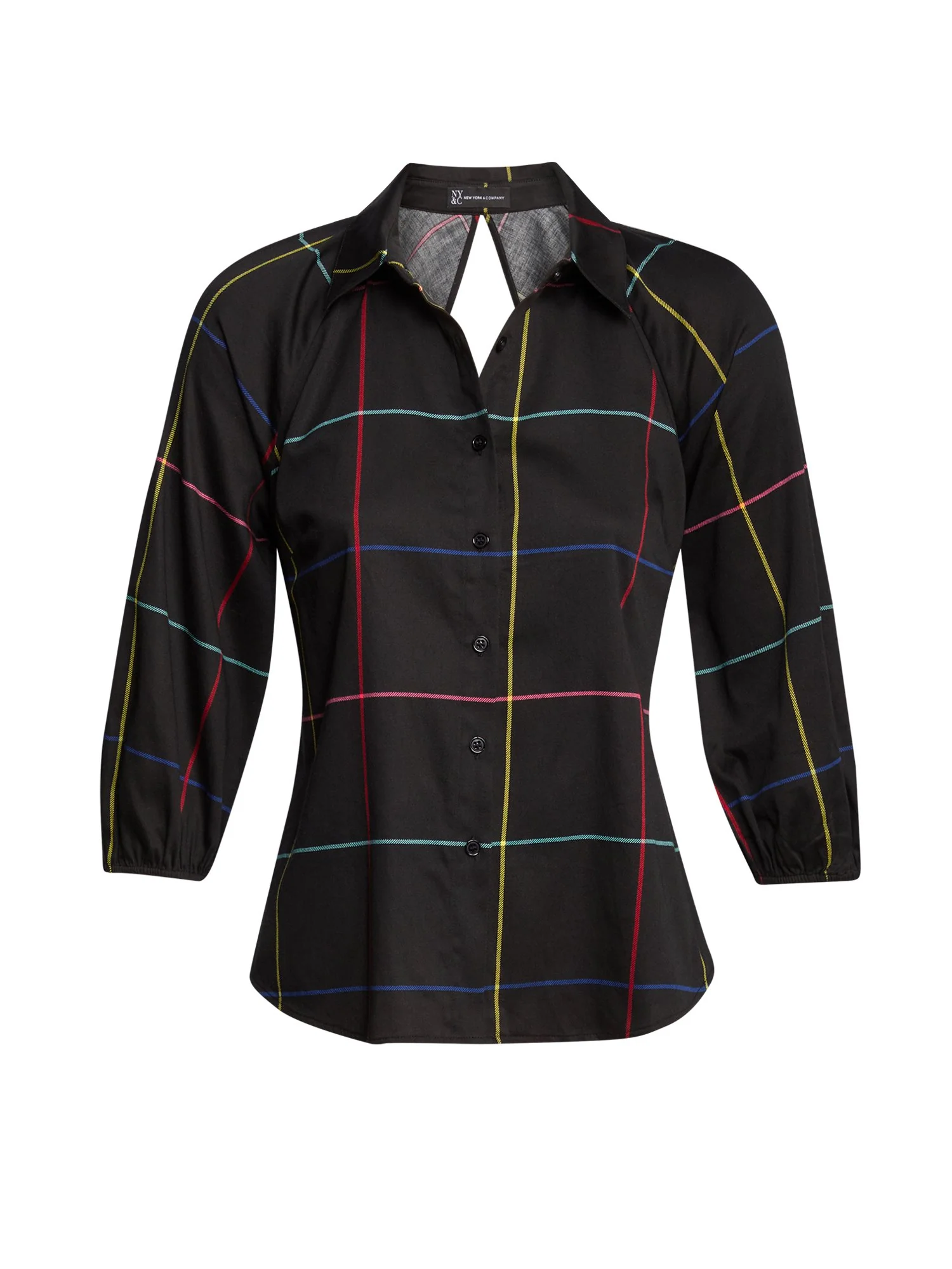 Windowpane-Print Open-Back Top - Image 3