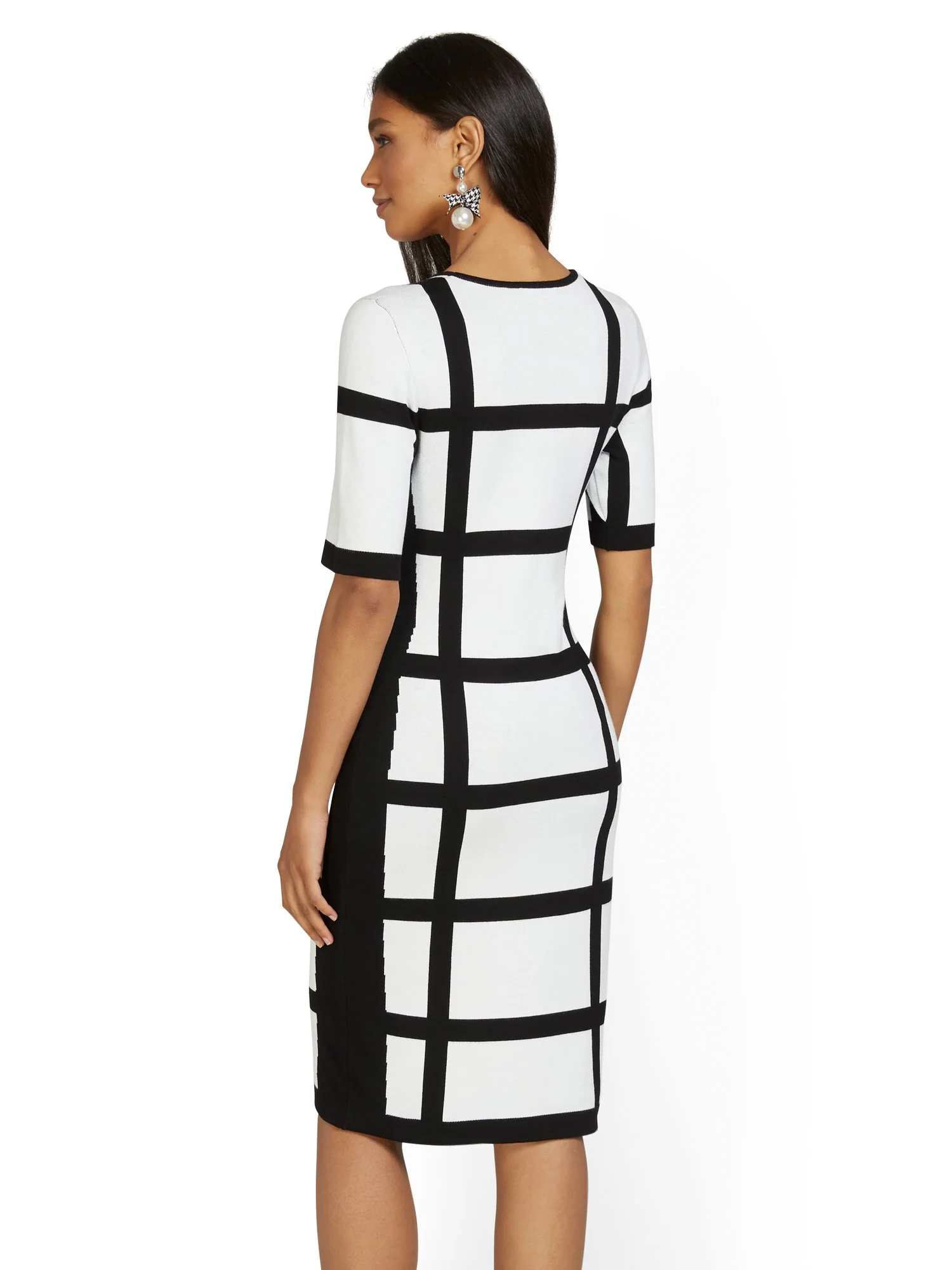 Windowpane-Print Sheath Dress - Image 3