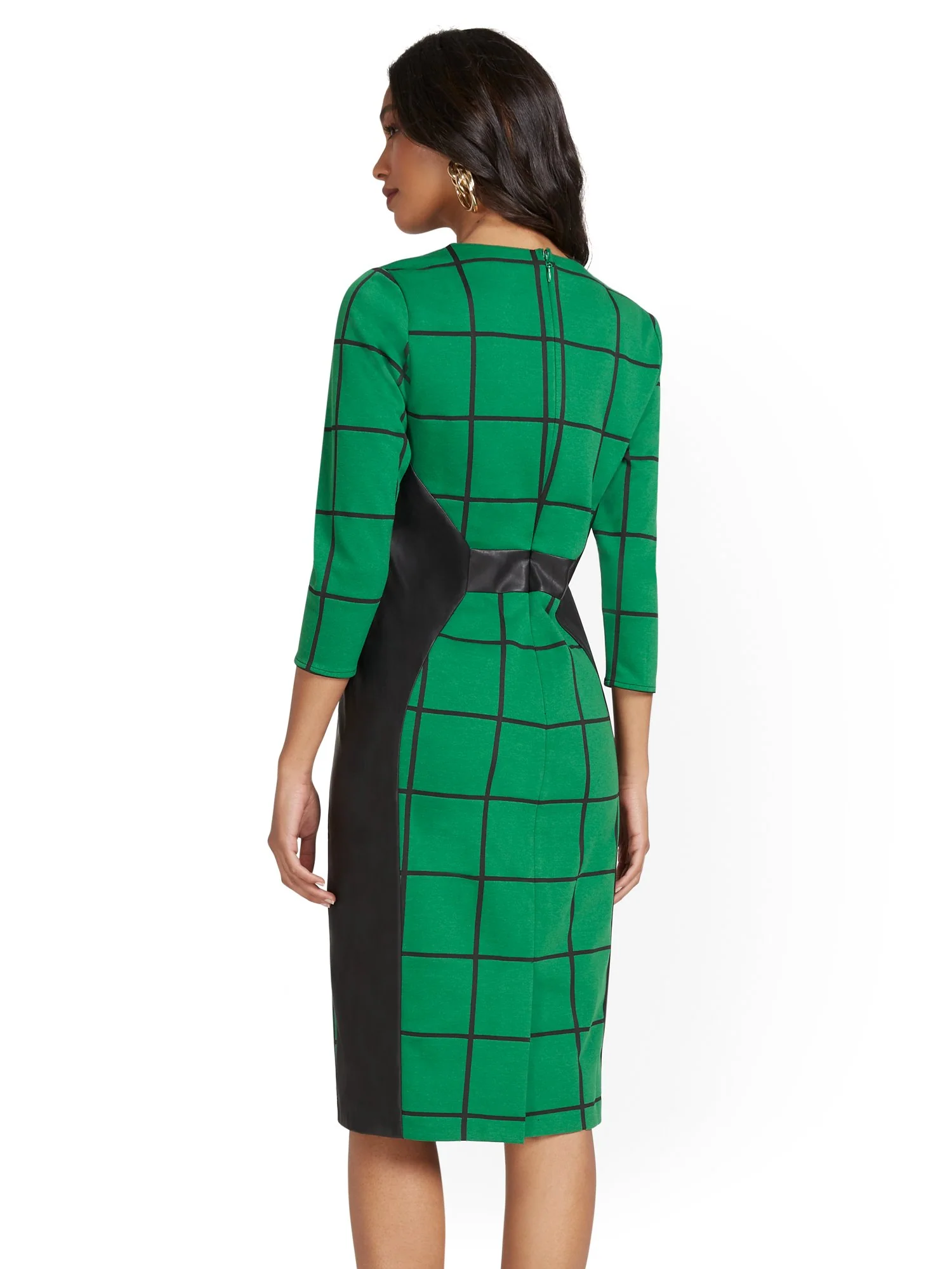 Windowpane-Print Sheath Dress - Superflex - Image 3