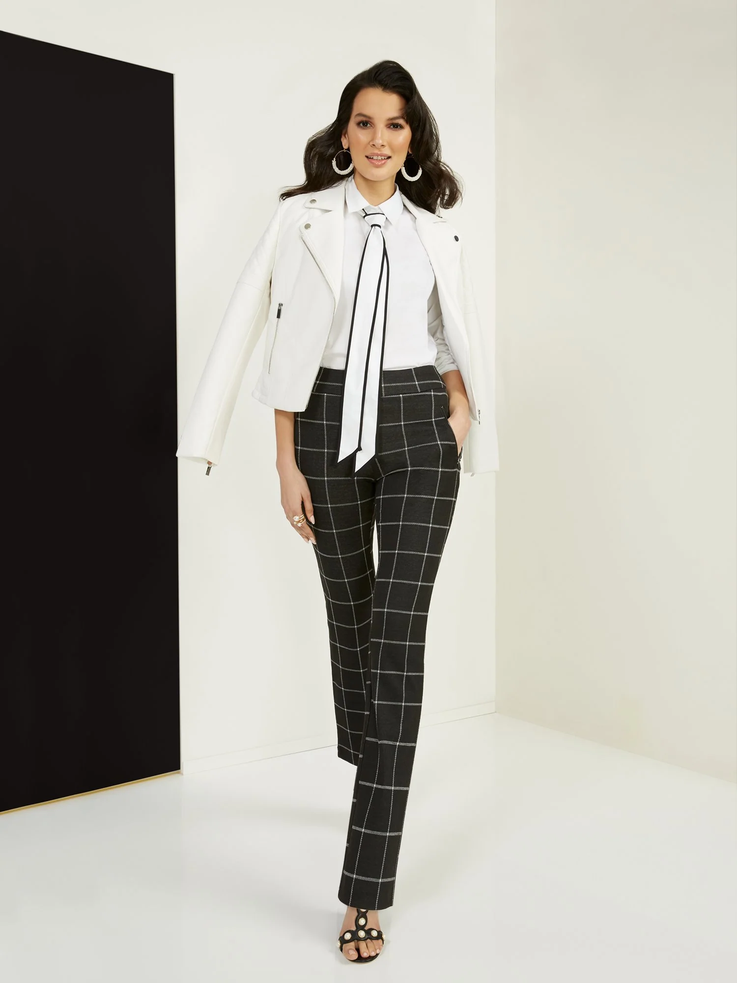 Windowpane Super High-Waisted Straight-Leg Pant - Superflex