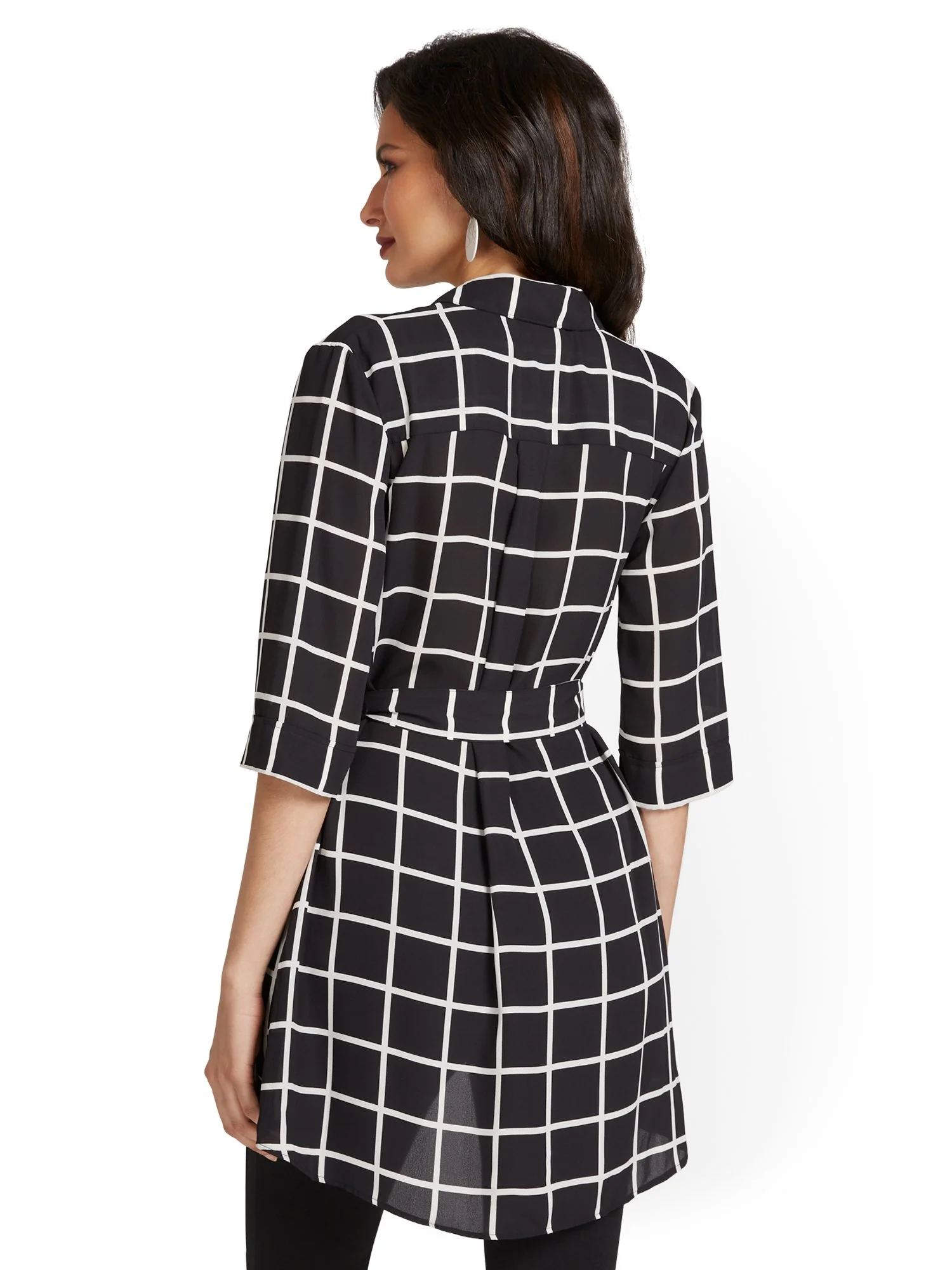 Windowpane Tie-Waist Shirt - Image 3