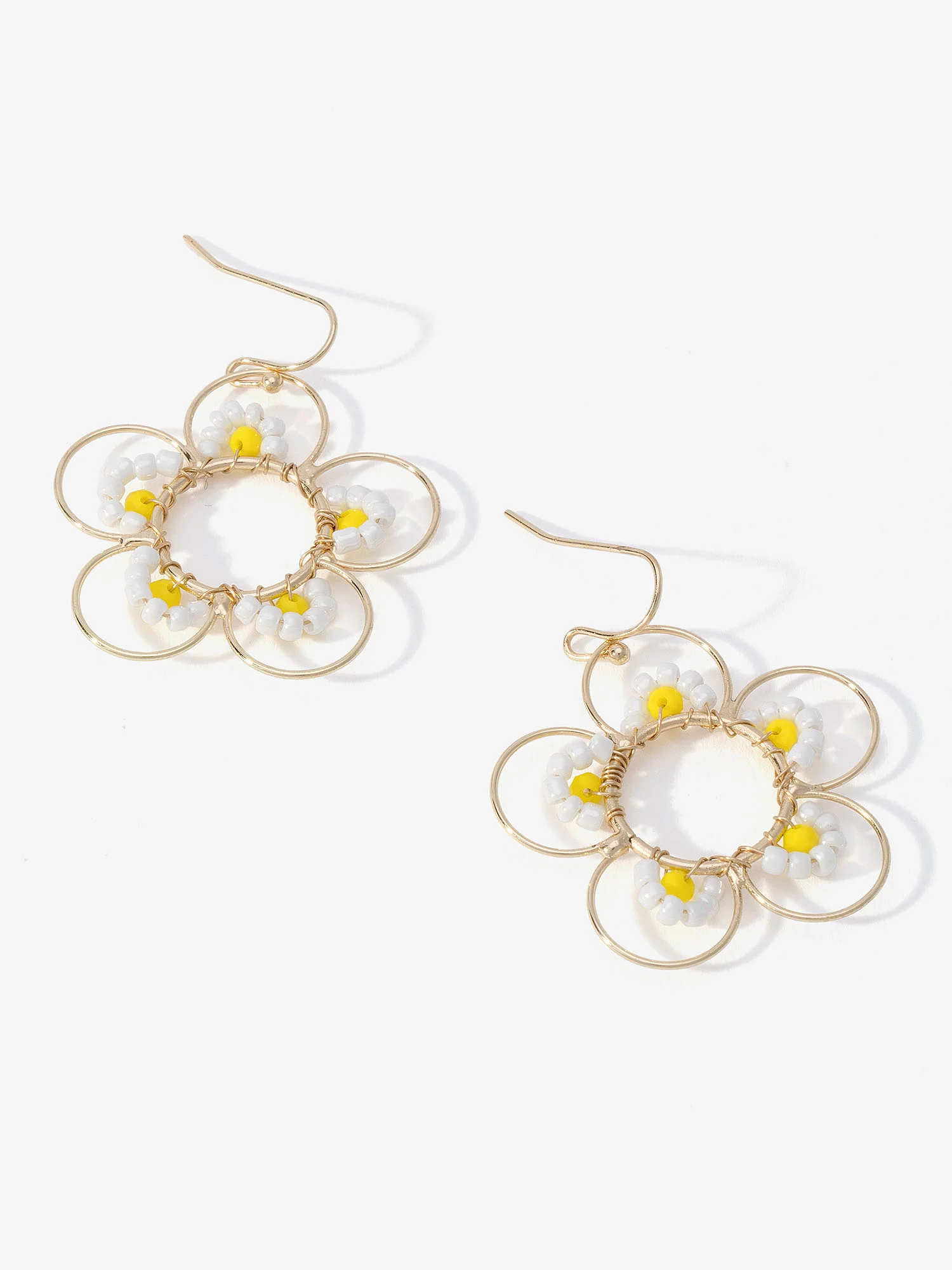 Wire Beaded Floral Drop Earring