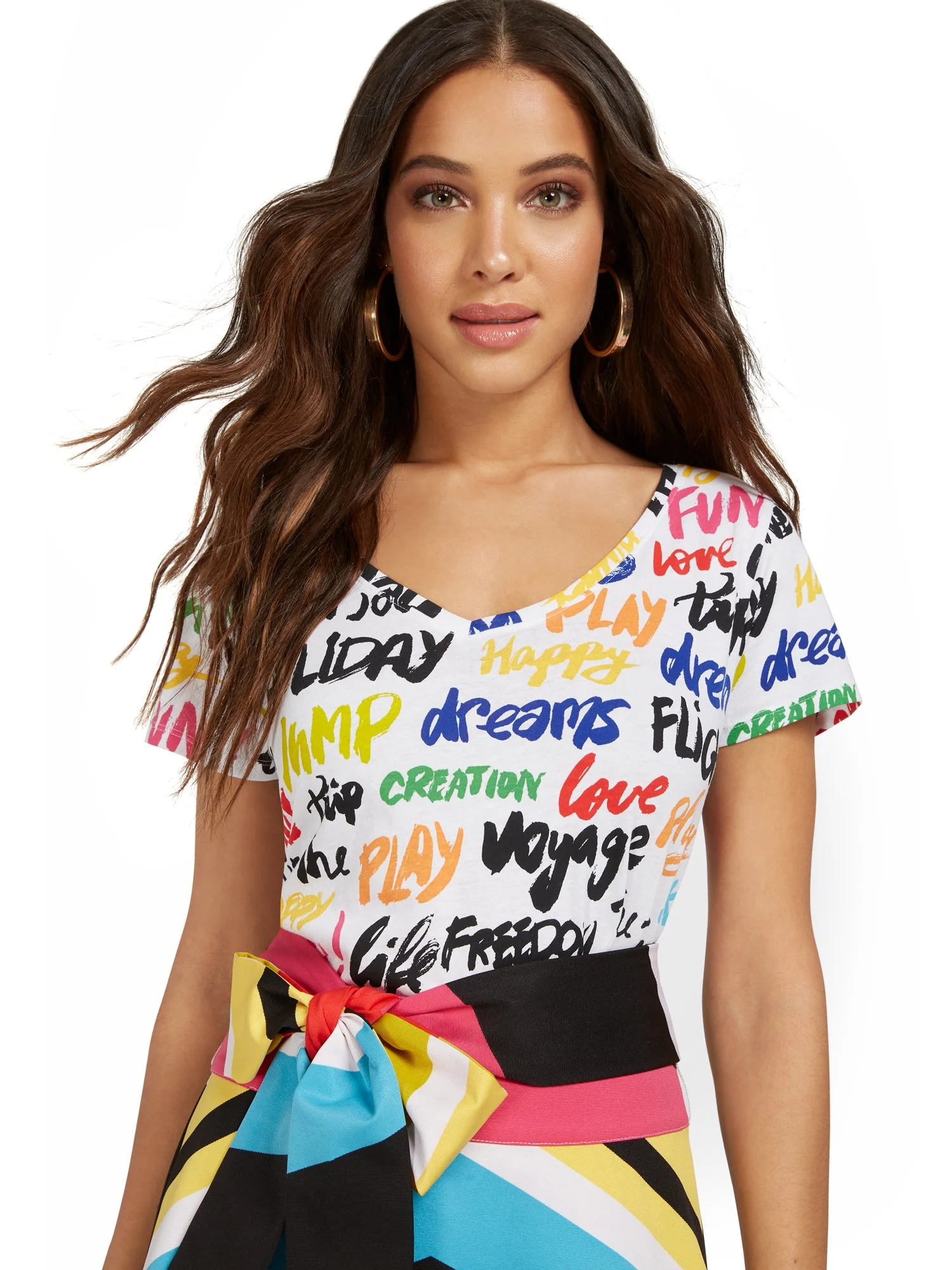 Word Graffiti V-Neck Perfect Tee - Image 4