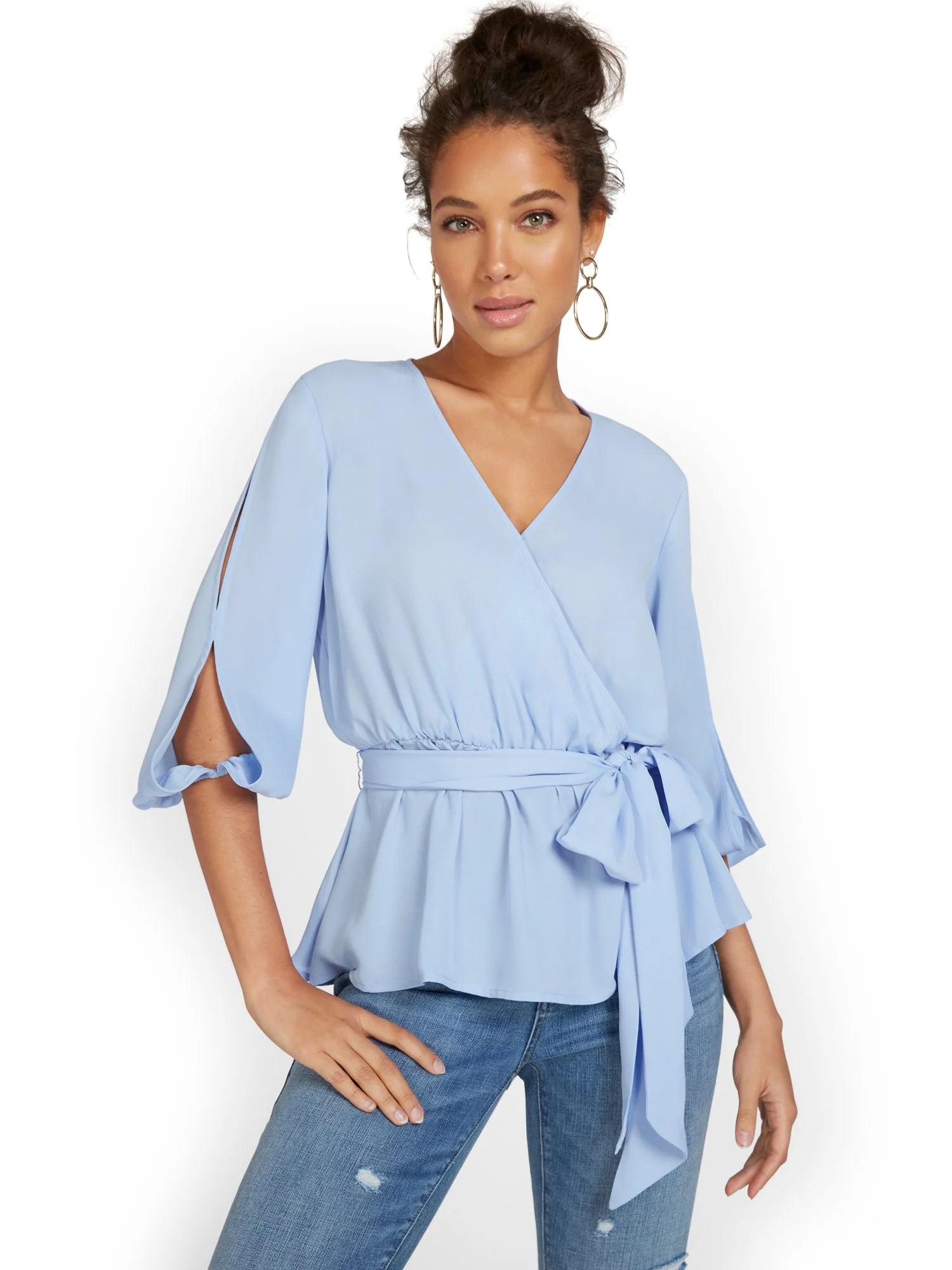 Wrap-Front Peplum Top - Image 8