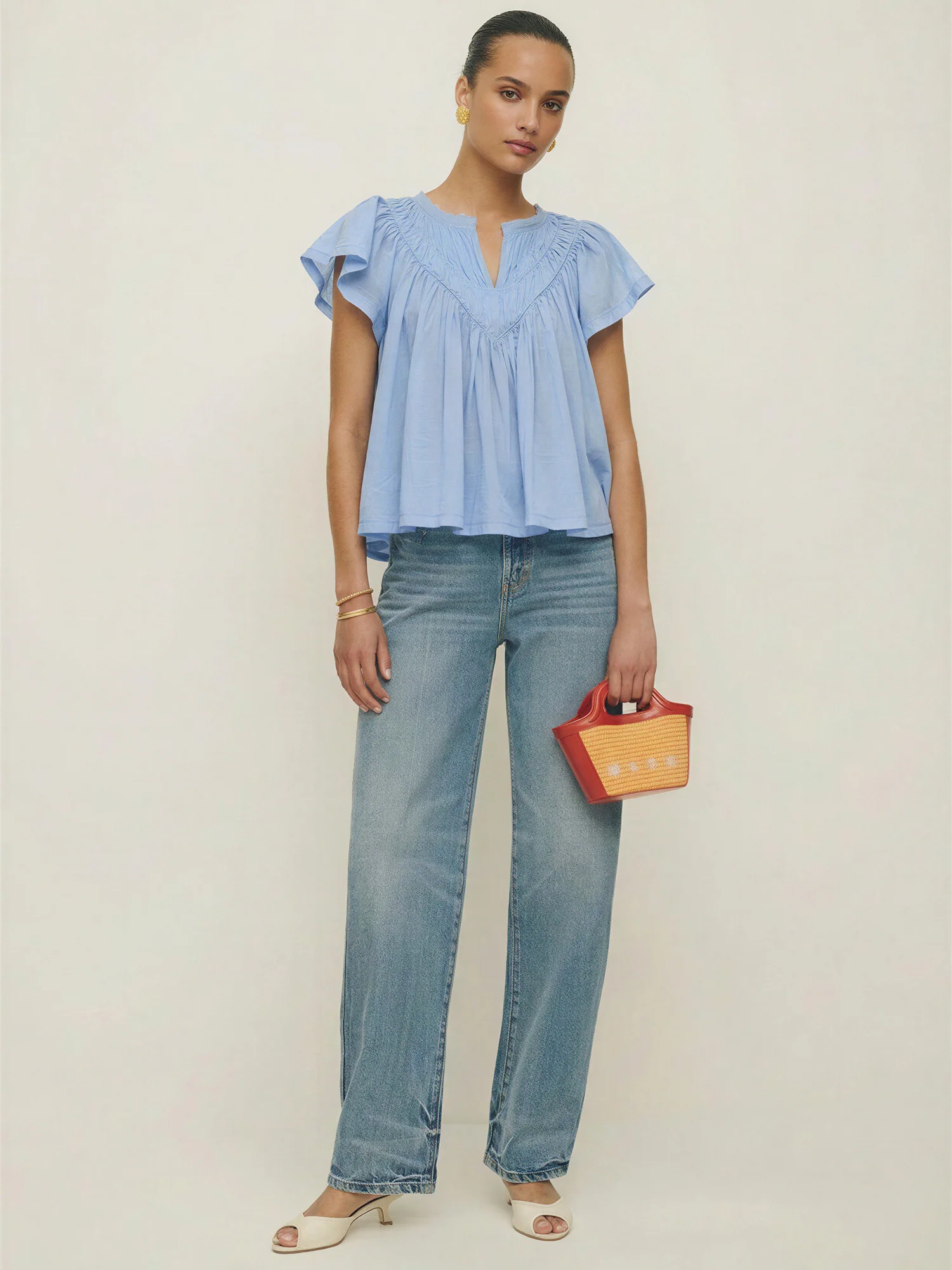Wren Embroidered Flutter Sleeve Blouse - Image 7