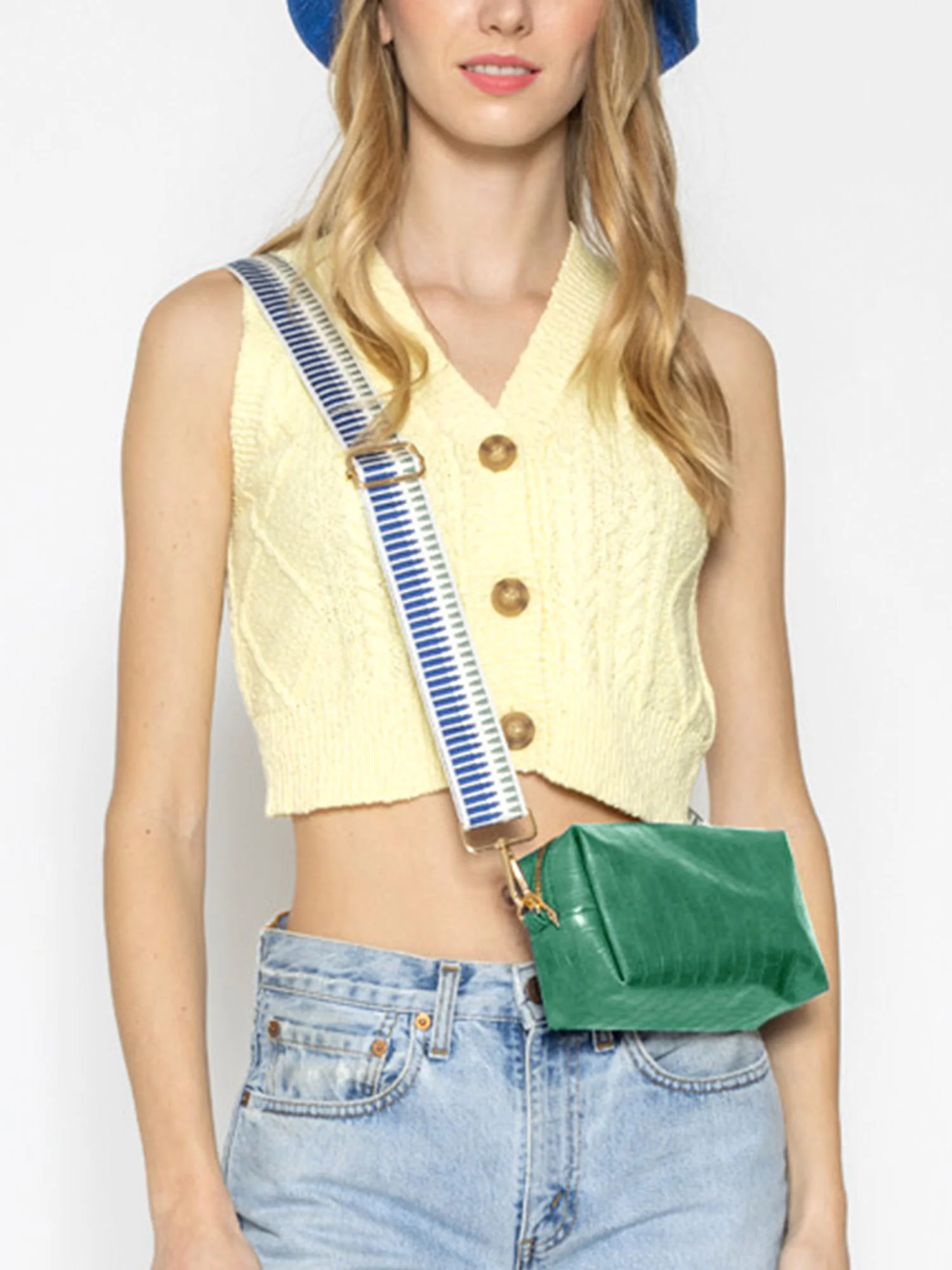 Yellow Croc-Embossed Crossbody Bag - Image 2