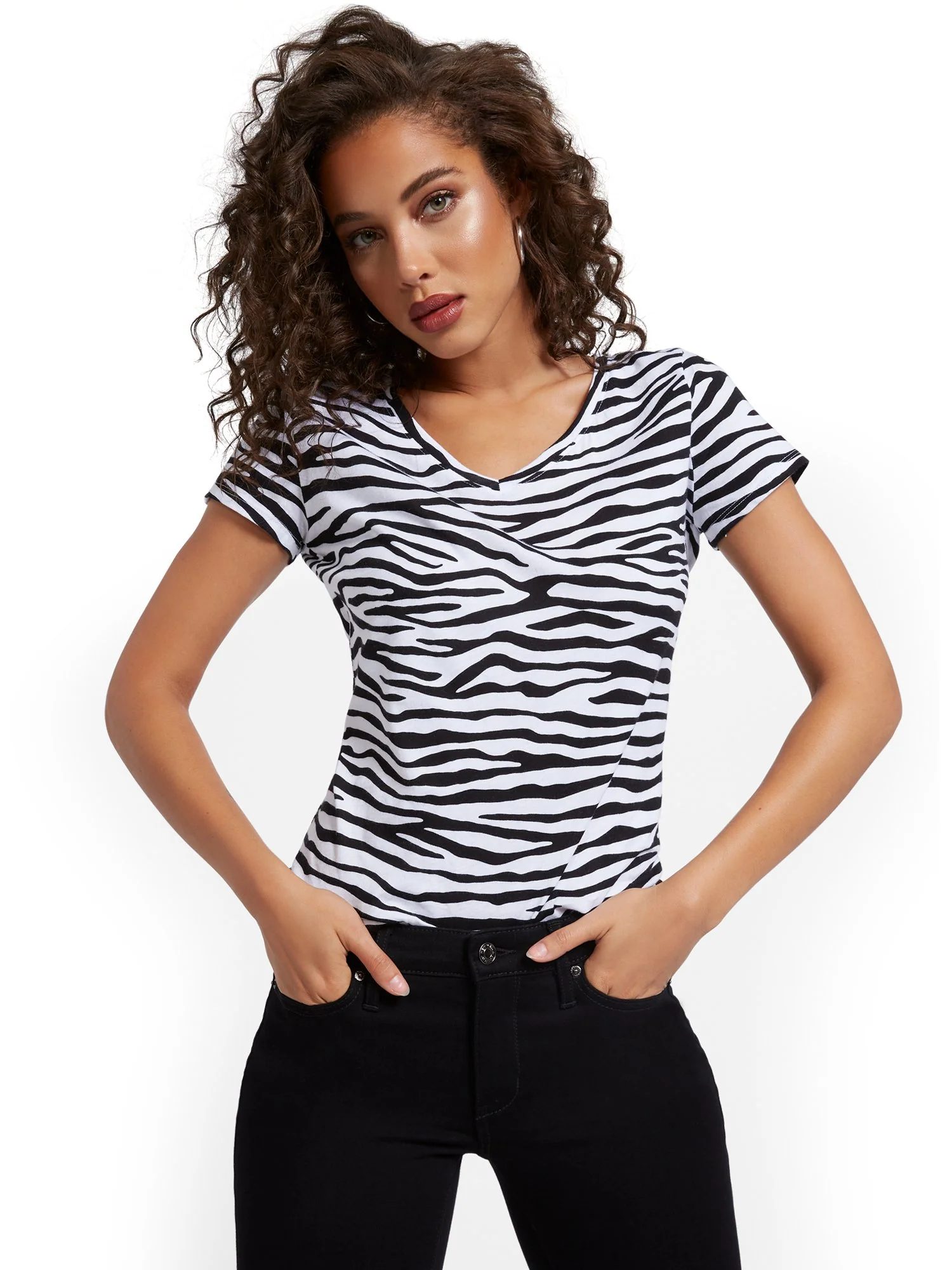 Zebra-Print V-Neck Perfect Tee - Image 2