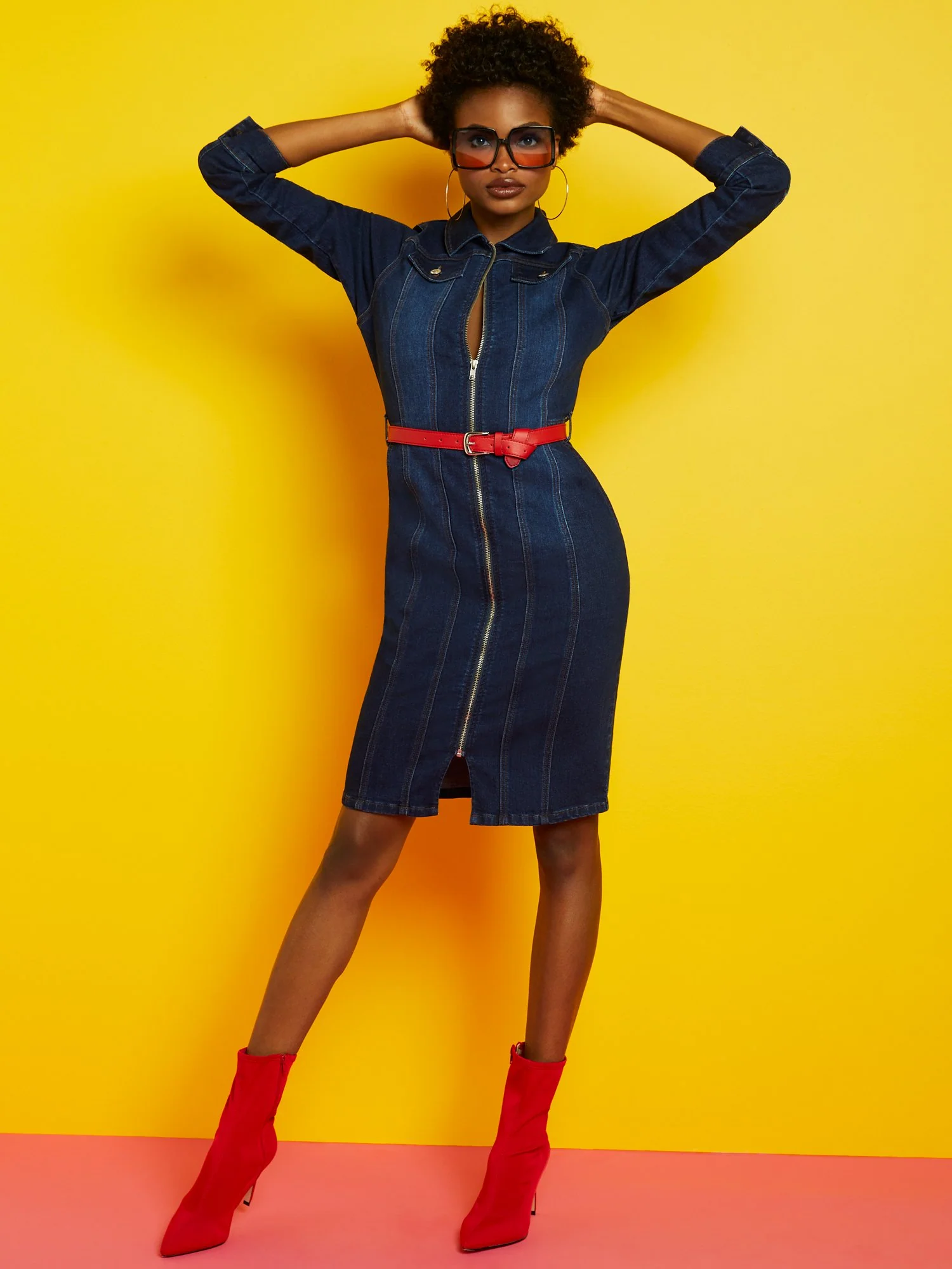 Zip-Front Denim Dress - Image 2