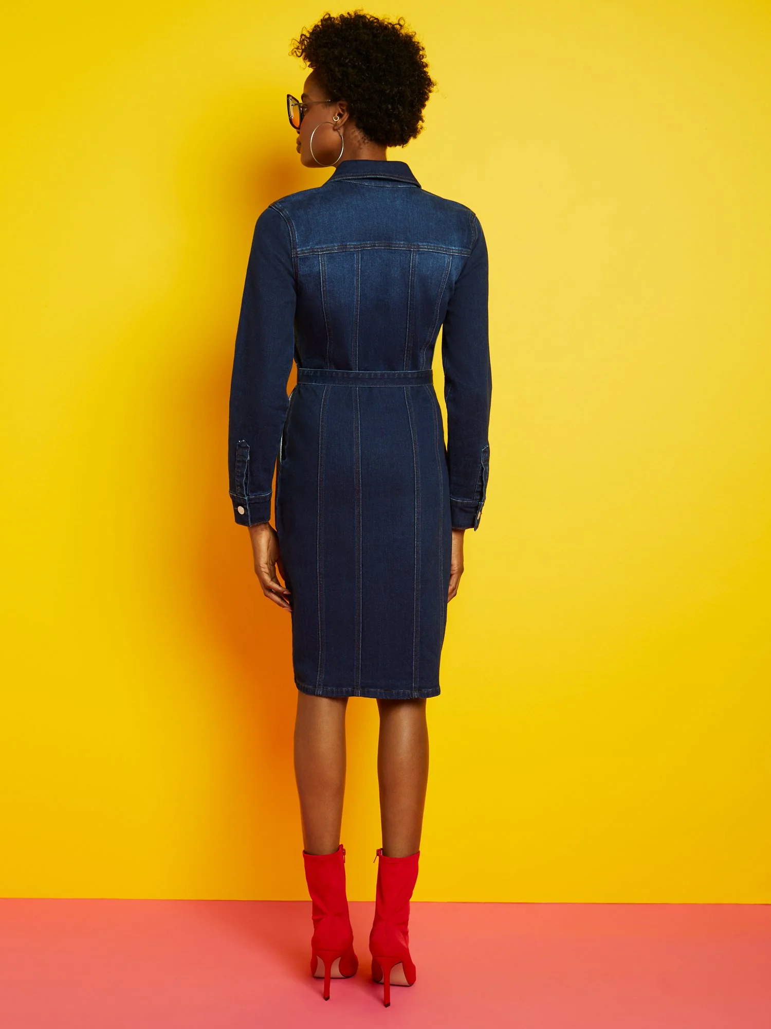 Zip-Front Denim Dress - Image 3